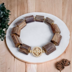 Vòng Tay Trầm Hương Việt Phối Charm Bánh Xe Pháp Luân Cao Cấp - Thắng Giang