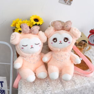 Túi Đeo Chéo Cừu Bông Đính Nơ Màu Hồng Đeo Vai Dễ Thương Cho Bạn Gái - Dmastore