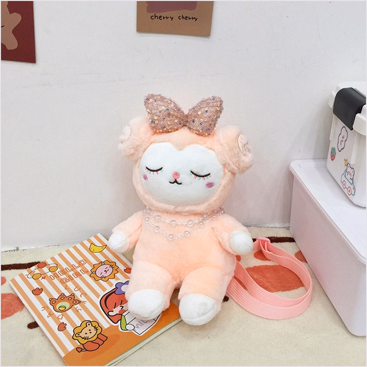 Túi Đeo Chéo Cừu Bông Đính Nơ Màu Hồng Đeo Vai Dễ Thương Cho Bạn Gái - Dmastore - Ảnh 3