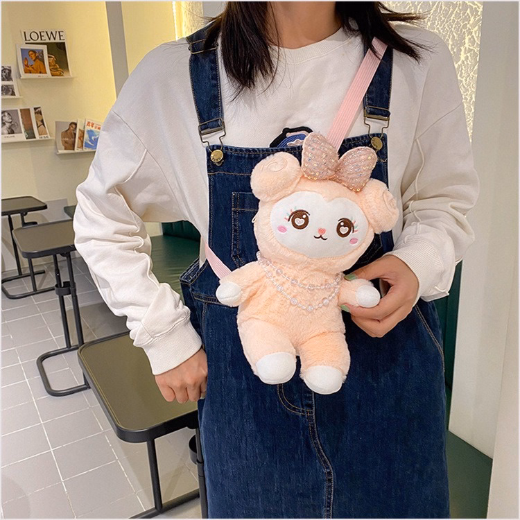 Túi Đeo Chéo Cừu Bông Đính Nơ Màu Hồng Đeo Vai Dễ Thương Cho Bạn Gái - Dmastore - Ảnh 6