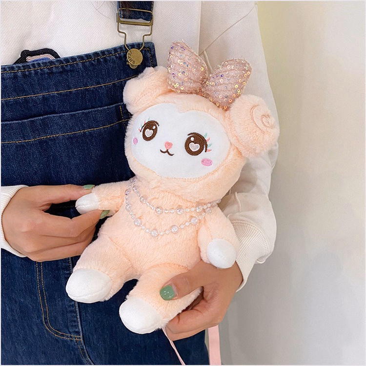 Túi Đeo Chéo Cừu Bông Đính Nơ Màu Hồng Đeo Vai Dễ Thương Cho Bạn Gái - Dmastore - Ảnh 7