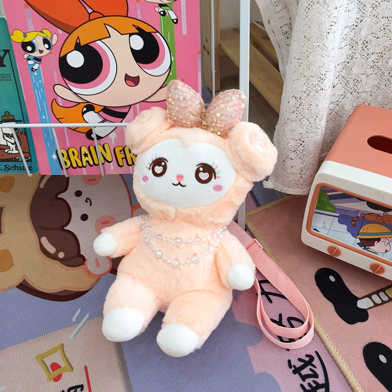 Túi Đeo Chéo Cừu Bông Đính Nơ Màu Hồng Đeo Vai Dễ Thương Cho Bạn Gái - Dmastore - Ảnh 10