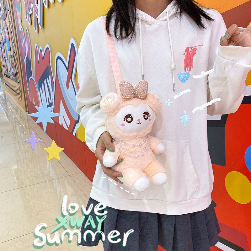 Túi Đeo Chéo Cừu Bông Đính Nơ Màu Hồng Đeo Vai Dễ Thương Cho Bạn Gái - Dmastore - Ảnh 8