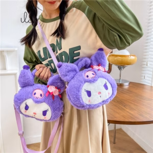 Túi Đeo Chéo Gấu Bông Sanrio Kuromi Đính Hoa Có Quai Xách Phong Cách Hoạt Hình Đáng Yêu - Dmastore