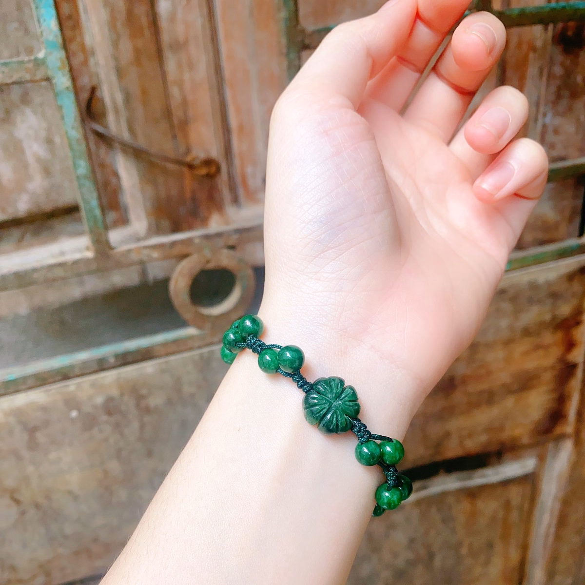 Vòng Tay Cỏ Bốn Lá Ngọc Cẩm Thạch Thiên Nhiên Tết Dây Xanh - Thắng Giang - Ảnh 4