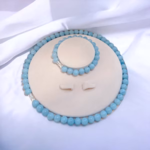 Bộ Trang Sức Đá Thạch Anh Màu Aquamarine - Thắng Giang