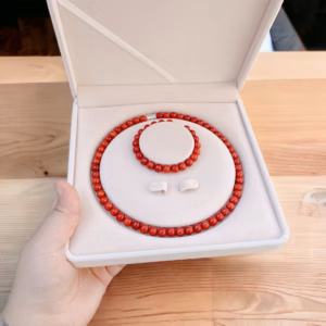 Bộ Trang Sức Đá Ngọc Cẩm Thạch Huyết 8 Ly - Thắng Giang