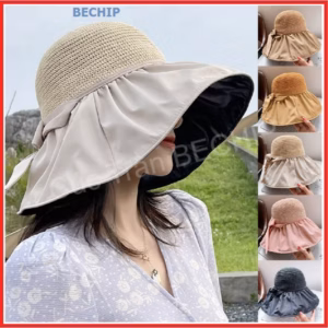Mũ Chống Nắng Vành Rộng Bucket, Chống Tia Uv Phối Nơ Cao Cấp Ctb100 – Bechip