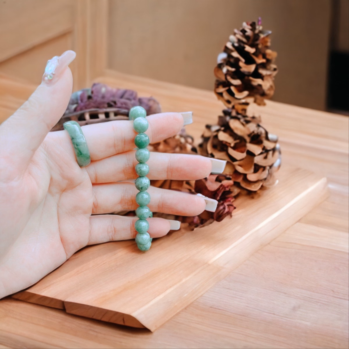 Vòng Tay Đá Ngọc Cẩm Thạch Malay 8 Ly - Thắng Giang - Ảnh 3