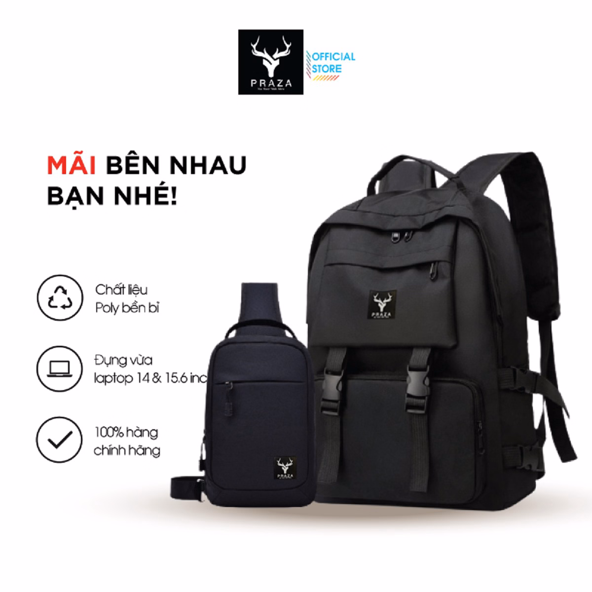 Combo Balo Ulzzang Hàn Quốc Và Túi Đeo Chéo Bl185Dc112 - Praza