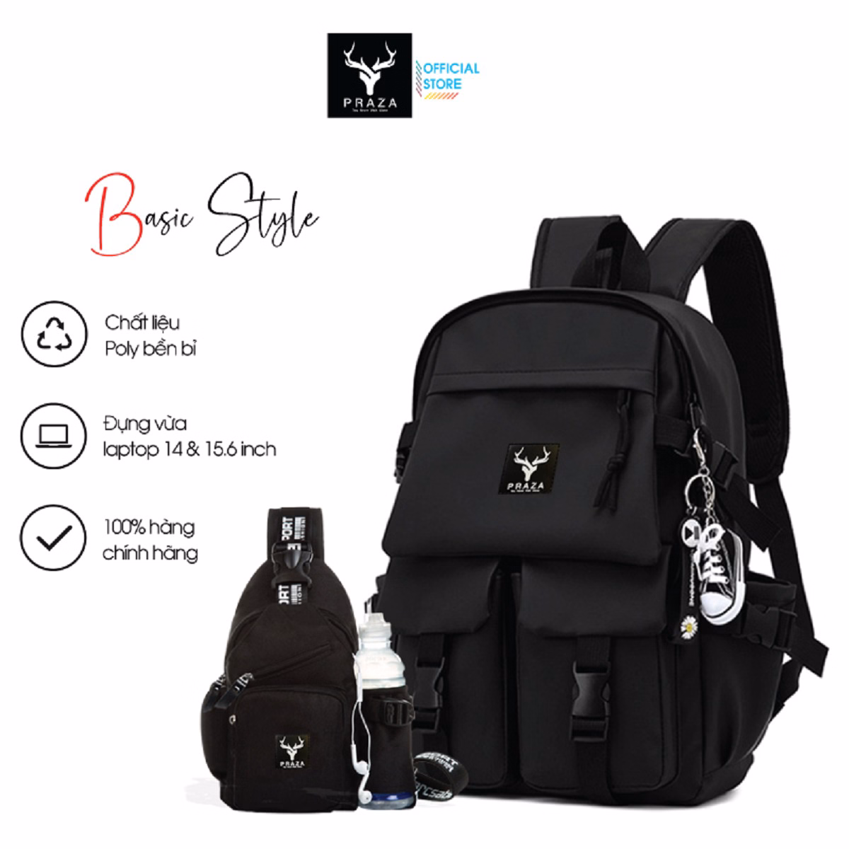 Combo Balo Ulzzang Và Túi Đeo Messenger Hàn Quốc Bl188Dc108 - Praza