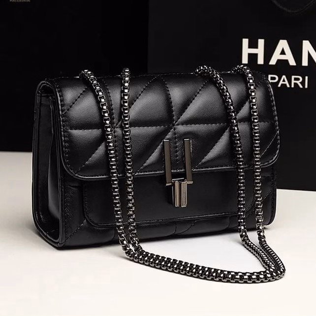 Túi Đeo Chéo Nữ 4 Ngăn Đeo Vai Thời Trang Hàn Quốc Dây Xích Đen 35 - Larita Fashion