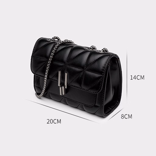 Túi Đeo Chéo Nữ 4 Ngăn Đeo Vai Thời Trang Hàn Quốc Dây Xích Đen 35 - Larita Fashion - Ảnh 3