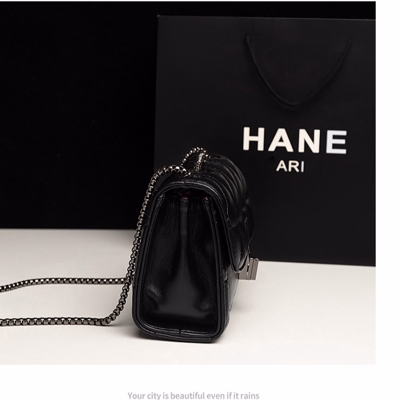 Túi Đeo Chéo Nữ 4 Ngăn Đeo Vai Thời Trang Hàn Quốc Dây Xích Đen 35 - Larita Fashion - Ảnh 5