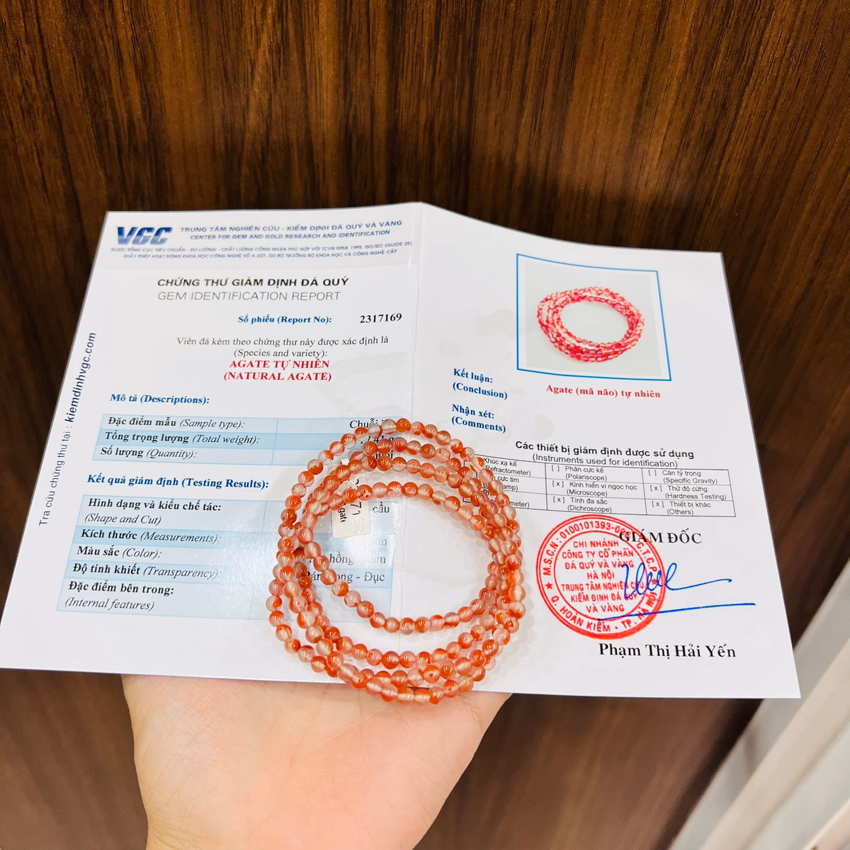 Vòng Tay Đá Mã Não Lam Hồng Thiên Nhiên - Thắng Giang