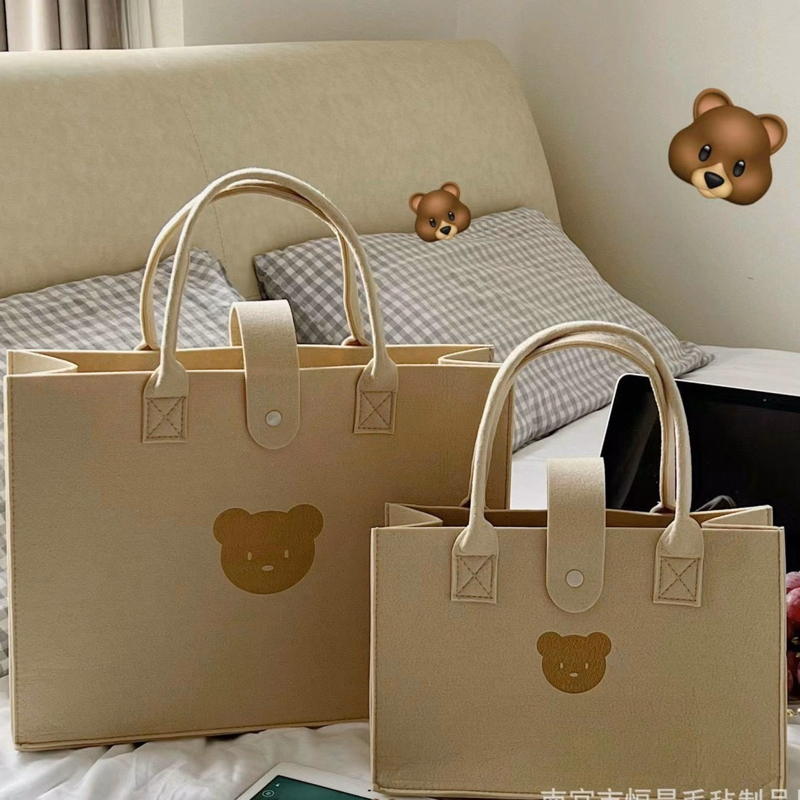 Túi Nỉ Hình Gấu Bông Xách Tay Đi Biển, Đi Chơi Dễ Thương 459 - Ảnh 6