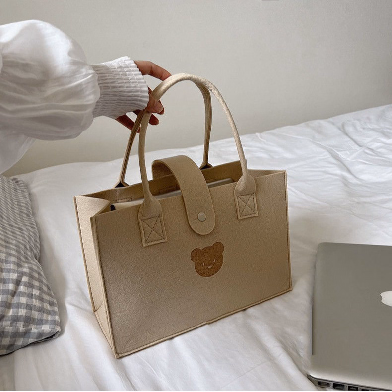 Túi Nỉ Hình Gấu Bông Xách Tay Đi Biển, Đi Chơi Dễ Thương 459 - Ảnh 13