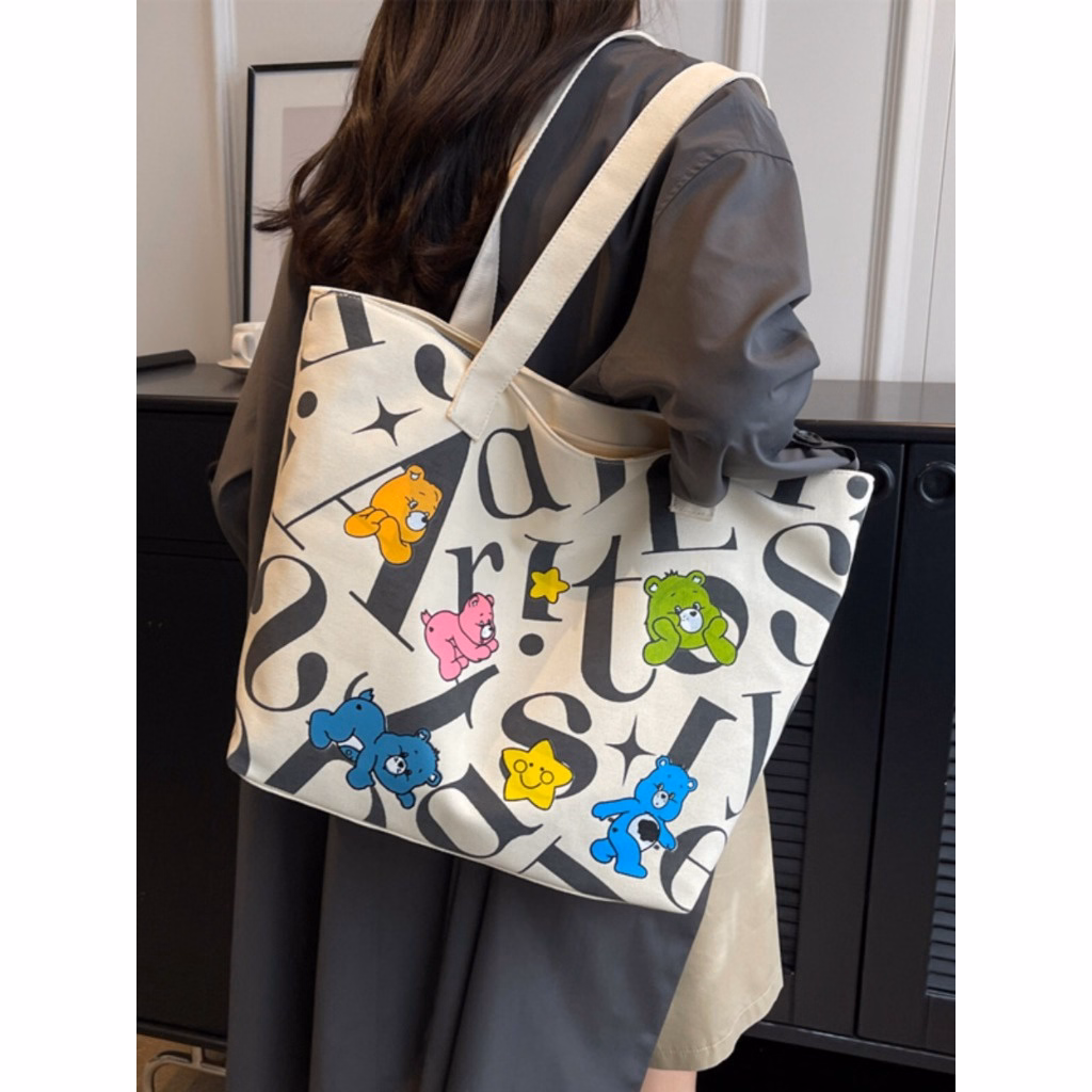 Túi Tote Đeo Vai In Họa Tiết Gấu Thái Lan Dễ Thương Wh82 - Winnie House - Ảnh 4