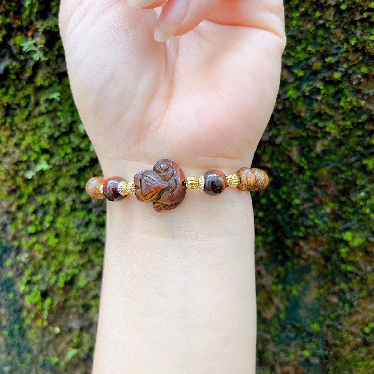 Vòng Tay Trầm Hương Tốc Dẹt Phối Hồ Ly Đá Thạch Anh Mắt Hổ Thiên Nhiên - Thắng Giang - Ảnh 2