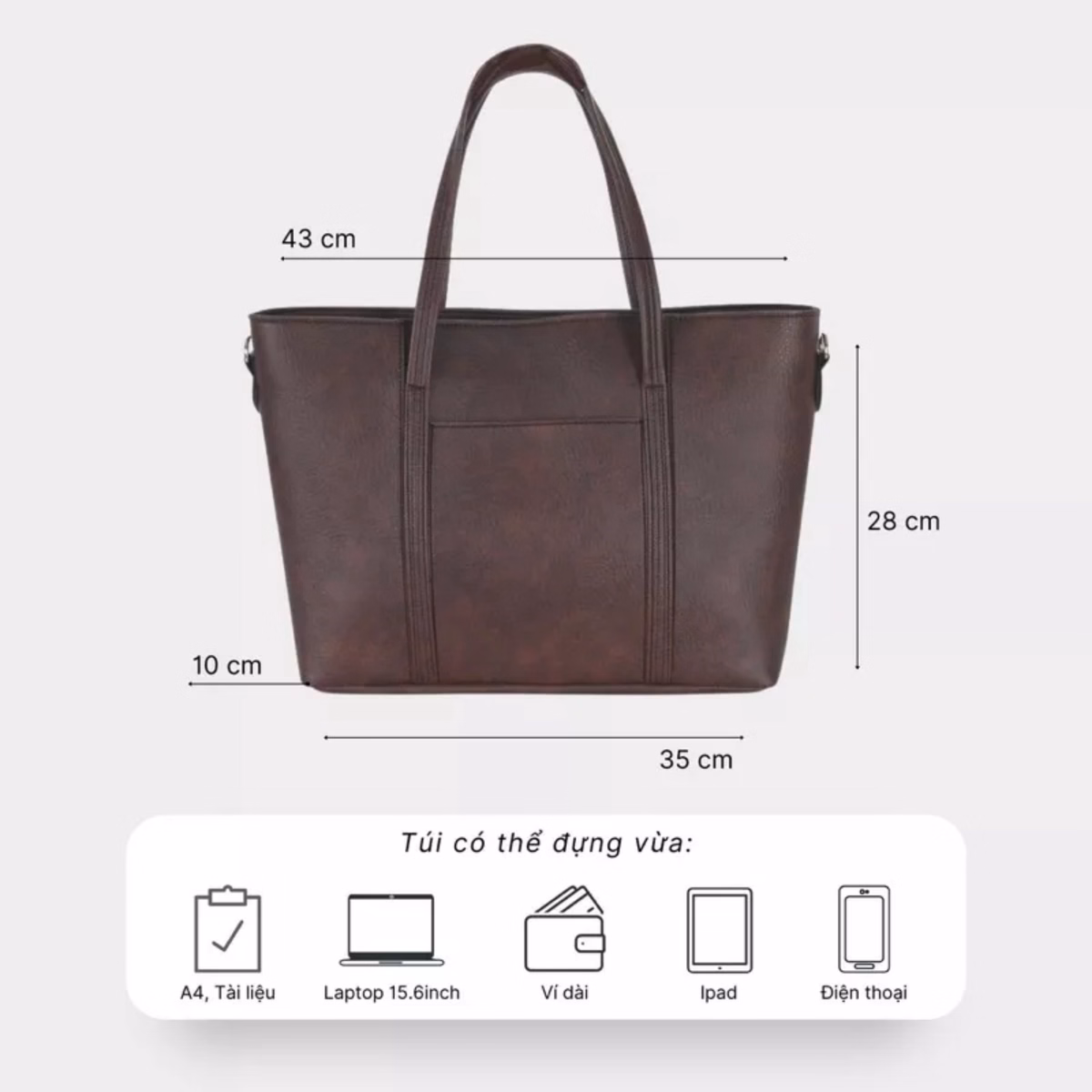 Túi Tote Công Sở Đựng Vừa Laptop, Sách Vở Wh86 - Winnie House - Ảnh 8