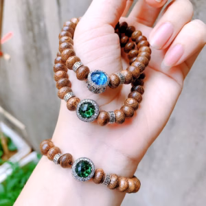 Vòng Tay Pandora Bạc Thái Cao Cấp Phối Trầm Hương Tốc Dẹt - Thắng Giang