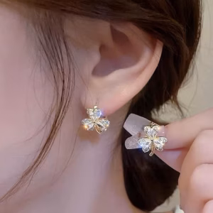 Bông Tai Cỏ Ba Lá Bạc Ta Xi Vàng Có Thẻ Hóa Đơn - Thắng Giang