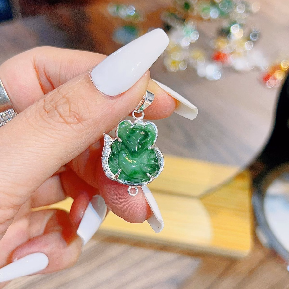 Mặt Dây Chuyền Hồ Ly Tì Hưu Ngọc Thiên Nhiên Bọc Bạc Ta - Thắng Giang - Ảnh 2