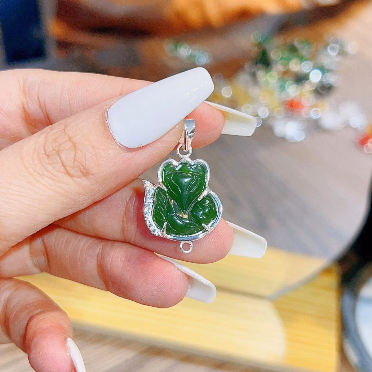 Mặt Dây Chuyền Hồ Ly Tì Hưu Ngọc Thiên Nhiên Bọc Bạc Ta - Thắng Giang - Ảnh 3