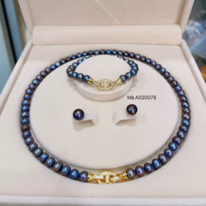 Bộ Ngọc Trai Nuôi Nước Ngọt Màu Lông Công Khóa Thời Trang - Thắng Giang