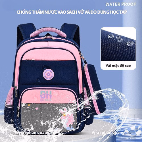 Tặng Kèm Hộp Bút - Balo Happy Chống Gù, Chống Thấm Nước , Phản Quang Phát Sáng Ban Đêm, Thiết Kế Theo Tiêu Chuẩn Nhật Bản Phù Hợp Với Học Sinh Tiểu Học, Hoạt Hình 3D Siêu Nhẹ Bhs100-Bh Kids - Ảnh 2