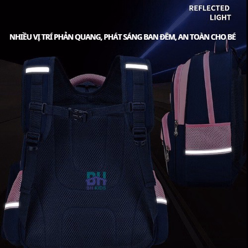 Tặng Kèm Hộp Bút - Balo Happy Chống Gù, Chống Thấm Nước , Phản Quang Phát Sáng Ban Đêm, Thiết Kế Theo Tiêu Chuẩn Nhật Bản Phù Hợp Với Học Sinh Tiểu Học, Hoạt Hình 3D Siêu Nhẹ Bhs100-Bh Kids - Ảnh 8