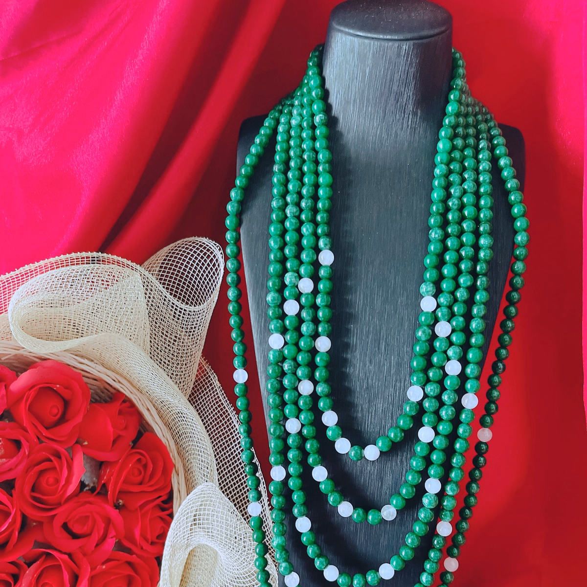 Chuỗi Vòng Cổ Ngọc Cẩm Thạch 5 Tầng 8 Ly - Thắng Giang - Ảnh 3