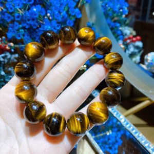 Vòng Tay Đá Thạch Anh Mắt Hổ Nâu Vàng 14 Ly Thiên Nhiên - Thắng Giang