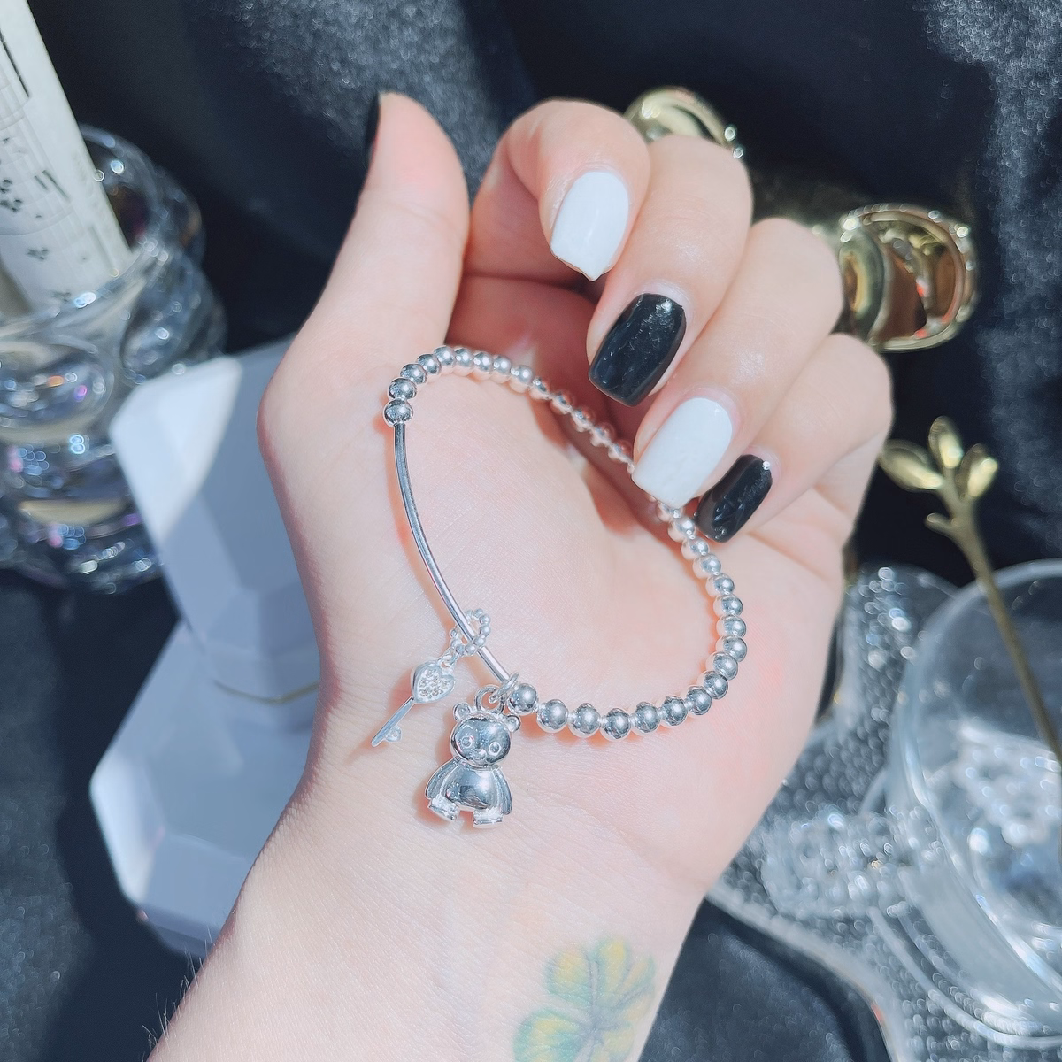 Lắc Gấu Bạc Ta Cao Cấp Có Thẻ Hóa Đơn - Thắng Giang - Ảnh 2