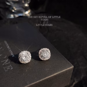 Bông Tai Bạc Ý Xi Bạch Kim Vuông Cao Cấp - Thắng Giang