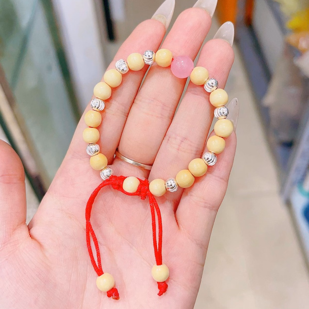 Vòng Tay Dâu Tằm Đá Phong Thủy 9 Bi Bạc Bé Gái - Thắng Giang - Ảnh 6