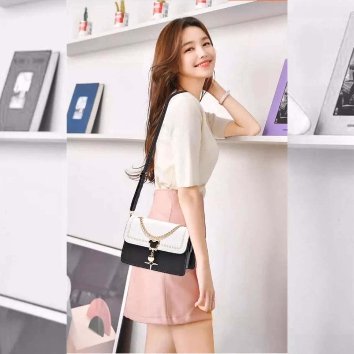 Túi Đeo Chéo, Đeo Vai 4 Ngăn Khóa Micky Đẹp Wh181 - Winnie House - Ảnh 9