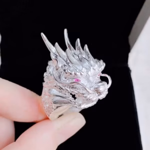 Nhẫn Nam Đúc Đầu Rồng Bạc Ta Cao Cấp Có Thẻ Hóa Đơn - Thắng Giang