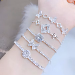 Lắc Tay Bạc Ý Rút Đính Đá Phối Charm Có Thẻ Hóa Đơn - Thắng Giang