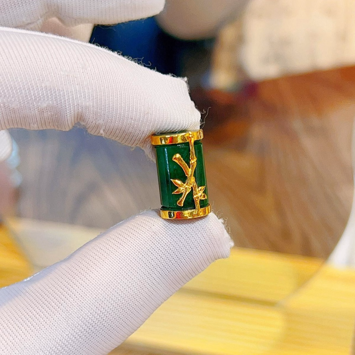 Mặt Dây Chuyền , Mặt Vòng Tay Lu Thống Cẩm Thạch Sơn Thủy Bọc Vàng Tây 10 Kara - Thắng Giang - Ảnh 3