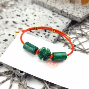 Vòng Tay Cỏ Bốn Lá Phối Lu Thống Ngọc Cẩm Thạch Sơn Thủy Thiên Nhiên - Thắng Giang