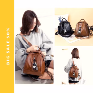 Balo Nữ Kèm Gấu Xinh Xắn Da Mềm Đi Học Đi Chơi Pp9 - Pipi Store