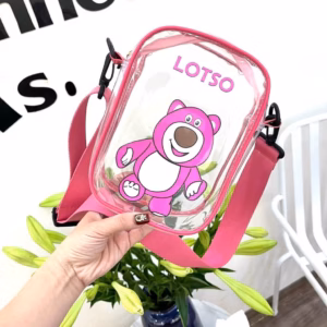 Túi Đéo Chéo Nữ Thời Trang Hàn Quốc Gấu Dâu Lotso Trong Suốt St305 - Nana House