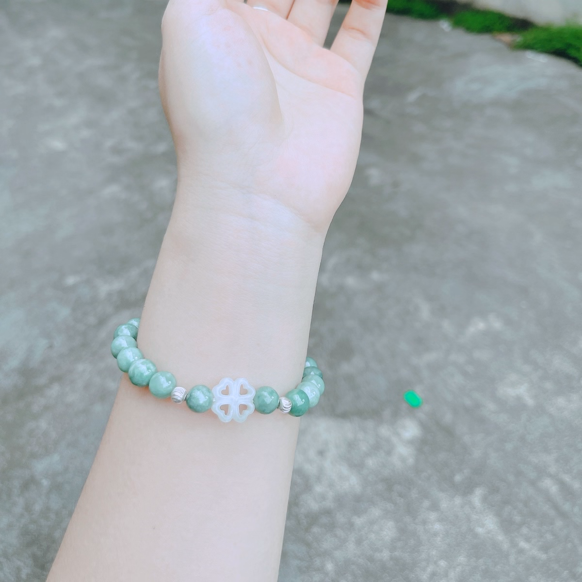 Vòng Tay Cỏ Bốn Lá Cẩm Thạch Malay - Thắng Giang