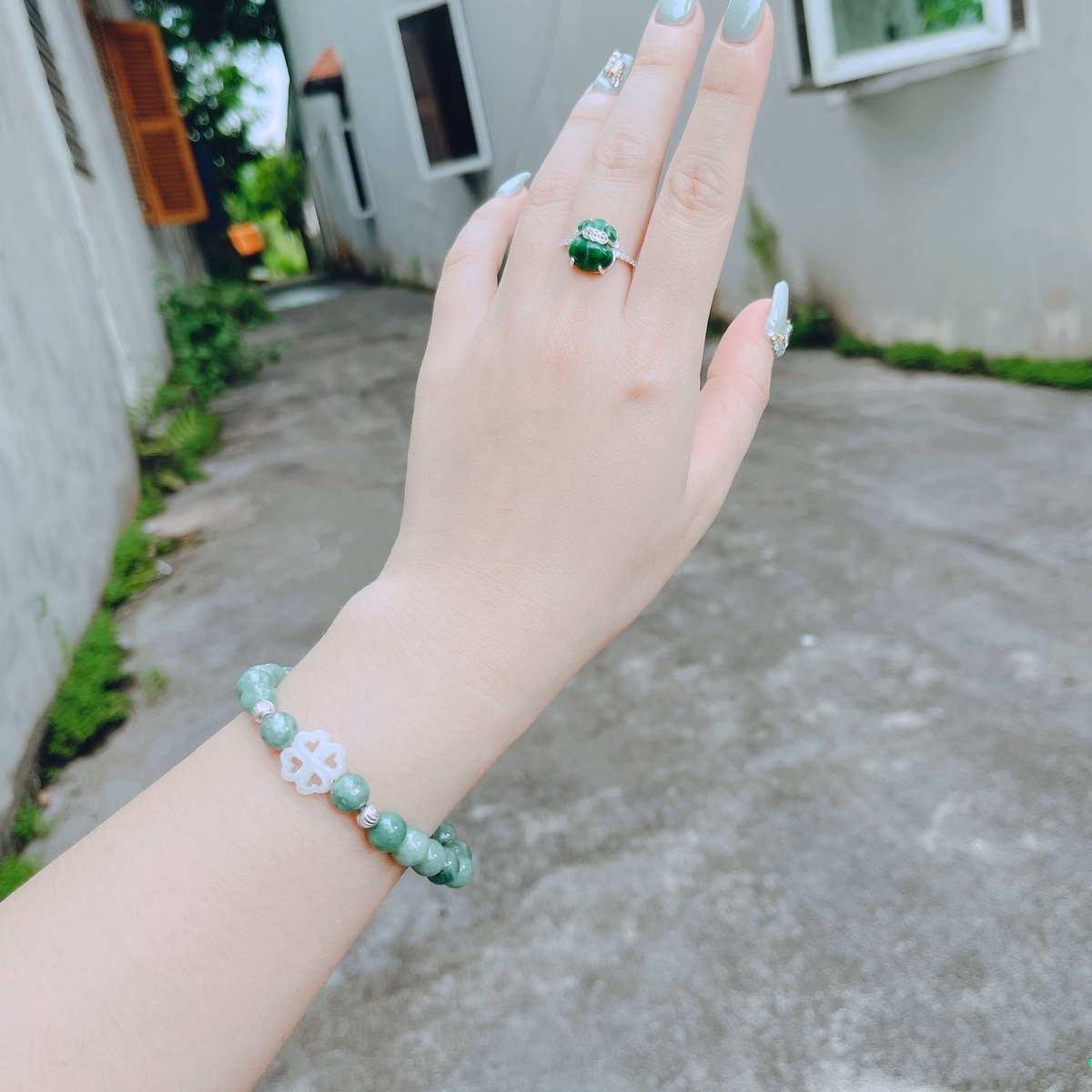 Vòng Tay Cỏ Bốn Lá Cẩm Thạch Malay - Thắng Giang - Ảnh 3