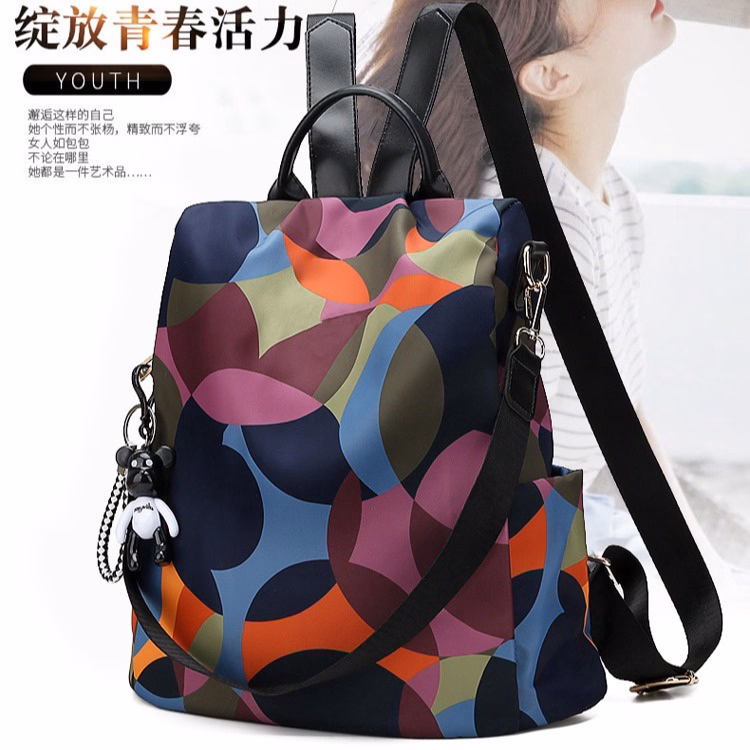 Balo Nữ Họa Tiết 2 Trong 1 Chống Trộm, Chống Nước, Kèm Móc Khóa Cute Wh202 - Winnie House - Ảnh 7