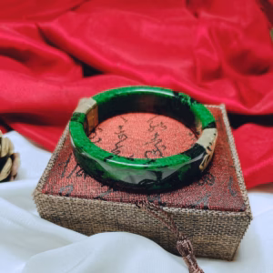 Vòng Tay Ngọc Cẩm Thạch Sơn Thủy Thiên Nhiên Bọc Bạc Xi Vàng 24 Kara - Thắng Giang