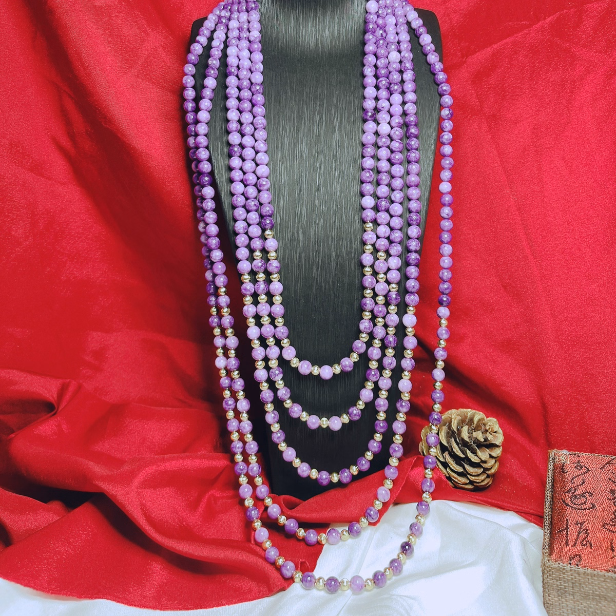 Chuỗi Vòng Cổ Năm Tầng Phối Bi Xi Vàng - Thắng Giang - Ảnh 3