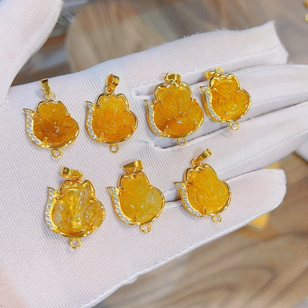 Mặt Dây Chuyền Hồ Ly Thạch Anh Tóc Vàng Thiên Nhiên Bọc Vàng Tây 10 Kara - Thắng Giang - Ảnh 2