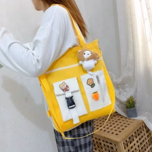 Túi Tote Đeo Vai 2 Kiểu Vải Bố Phối Túi Hộp Thời Trang St23 - Nana House